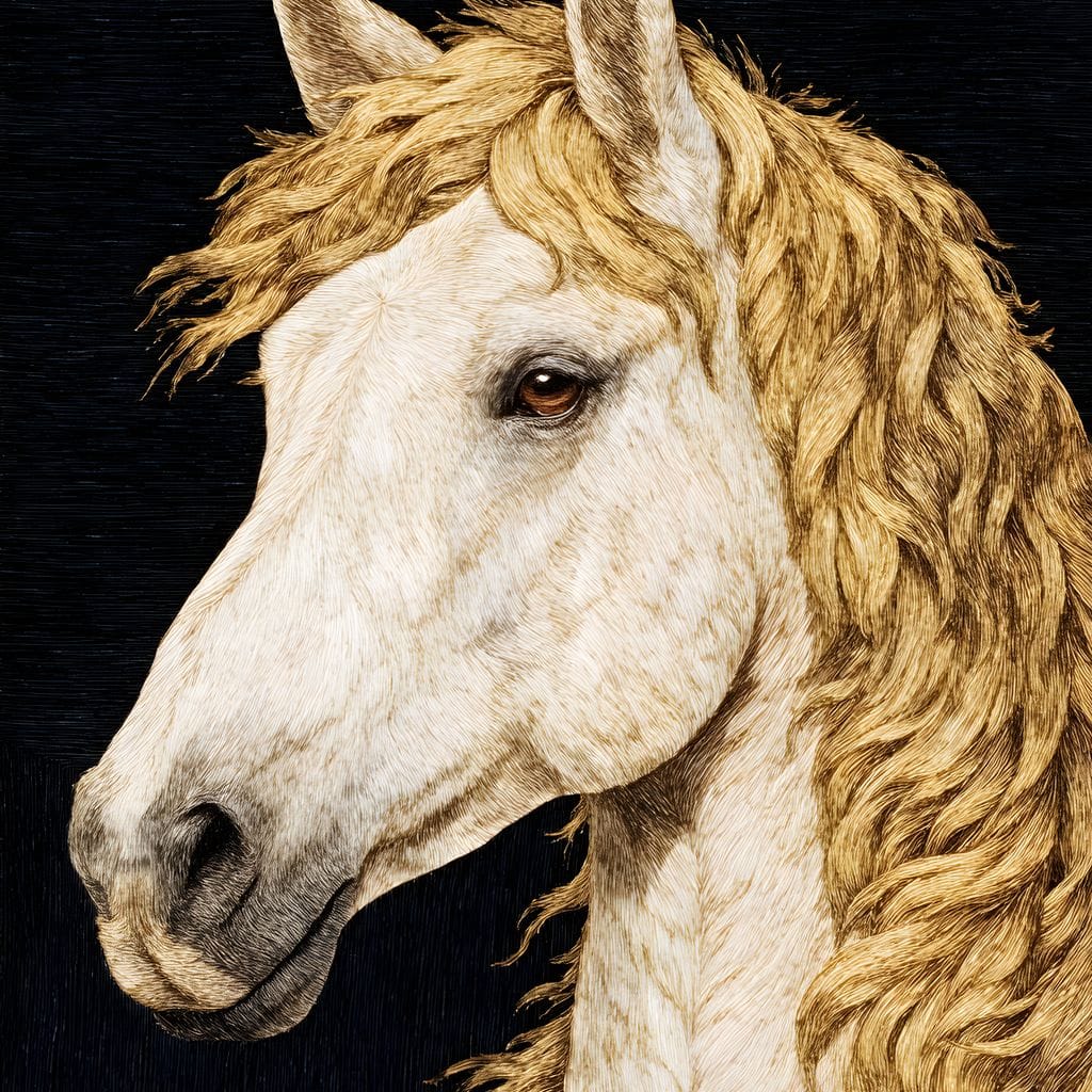 Golden Mane Horse Portrait Canvas Wall Art