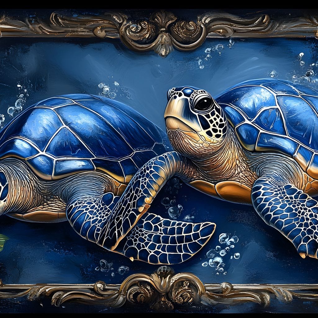 Oceanic Serenity Turtles Canvas Wall Art