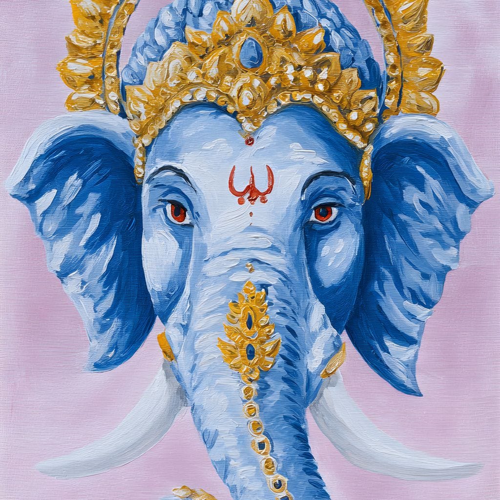 Sacred Blue Ganesha Majesty Canvas Wall Art