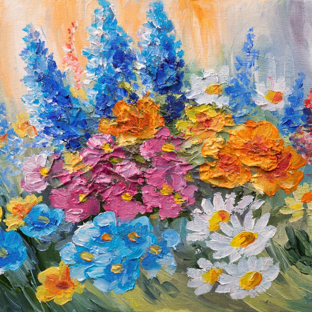 Abstract Bouquet of Spring Flowers Canvas Wall Art