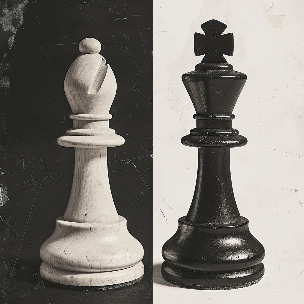 Black and White Chess Encounter Canvas Wall Art