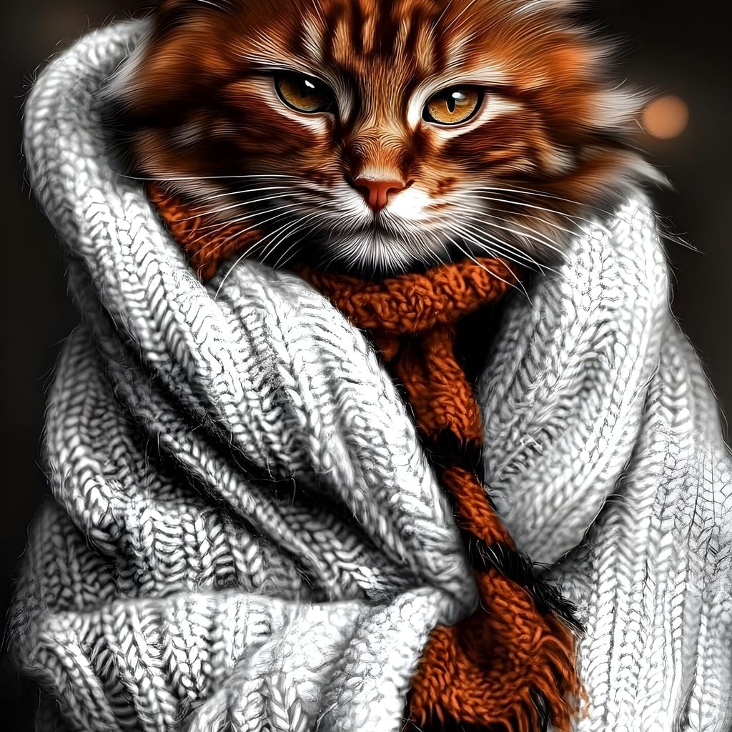 Warm Feline Elegance Wrapped Canvas Wall Art