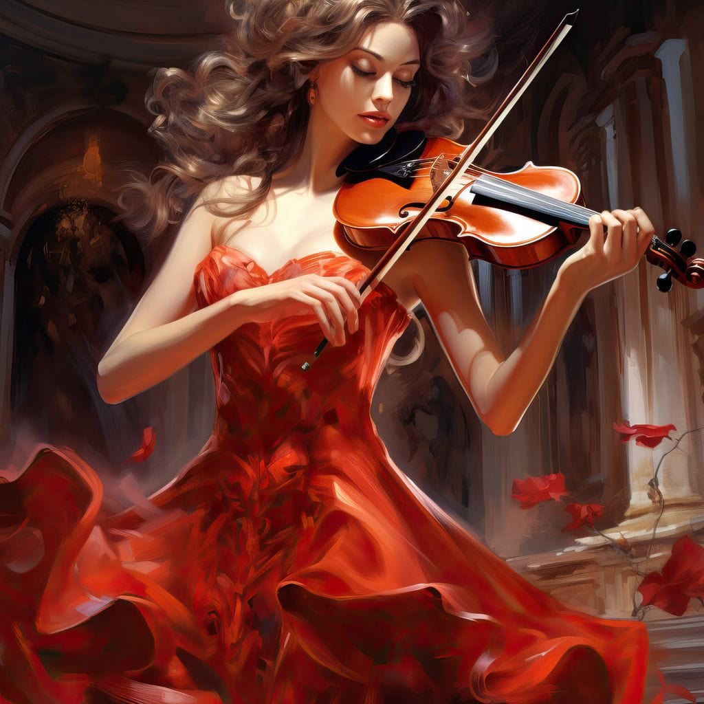 Elegance Strumming the Strings Canvas Wall Art