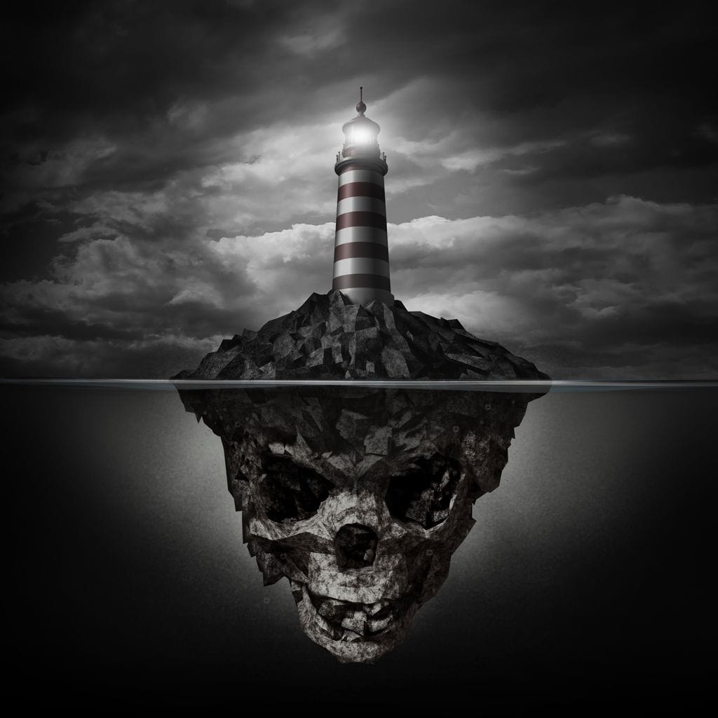 Skull Lighthouse Canvas Wall Art