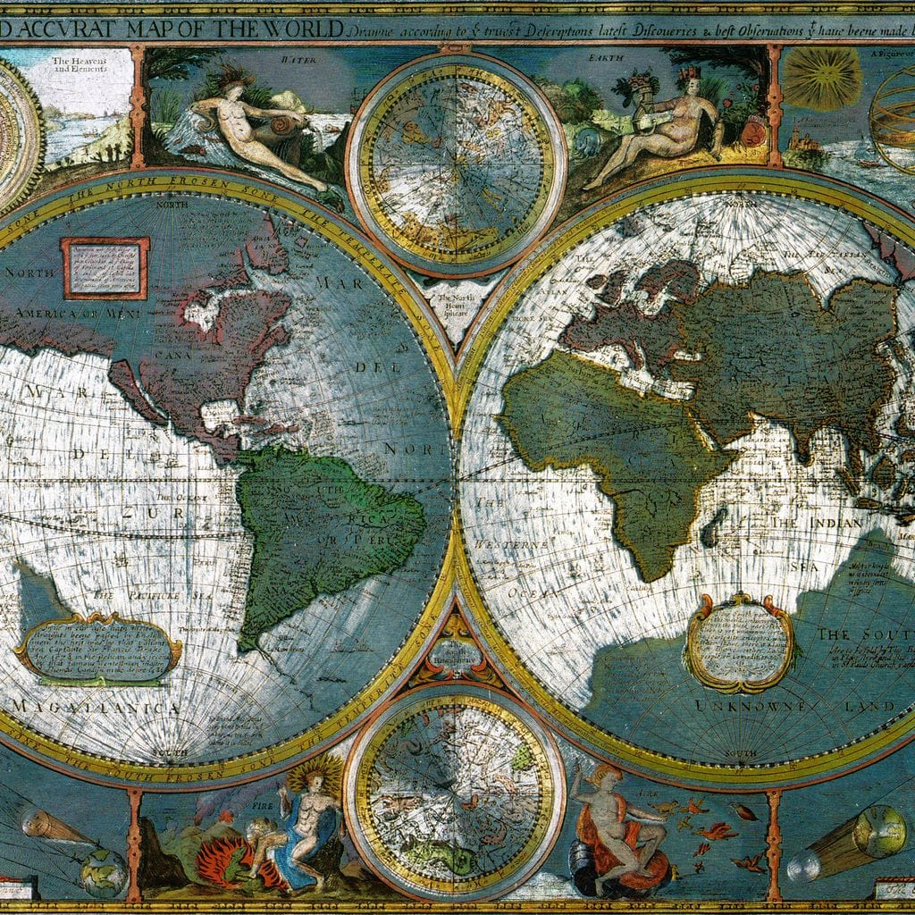 Ancient Historical Map of the World Canvas Wall Art