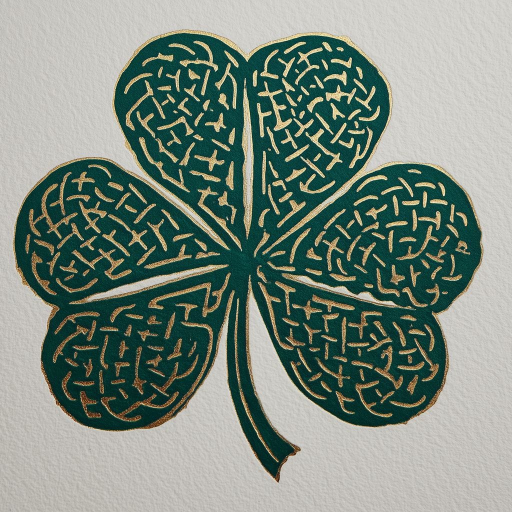 Clover Gold Leaf Charm Canvas Wall Art