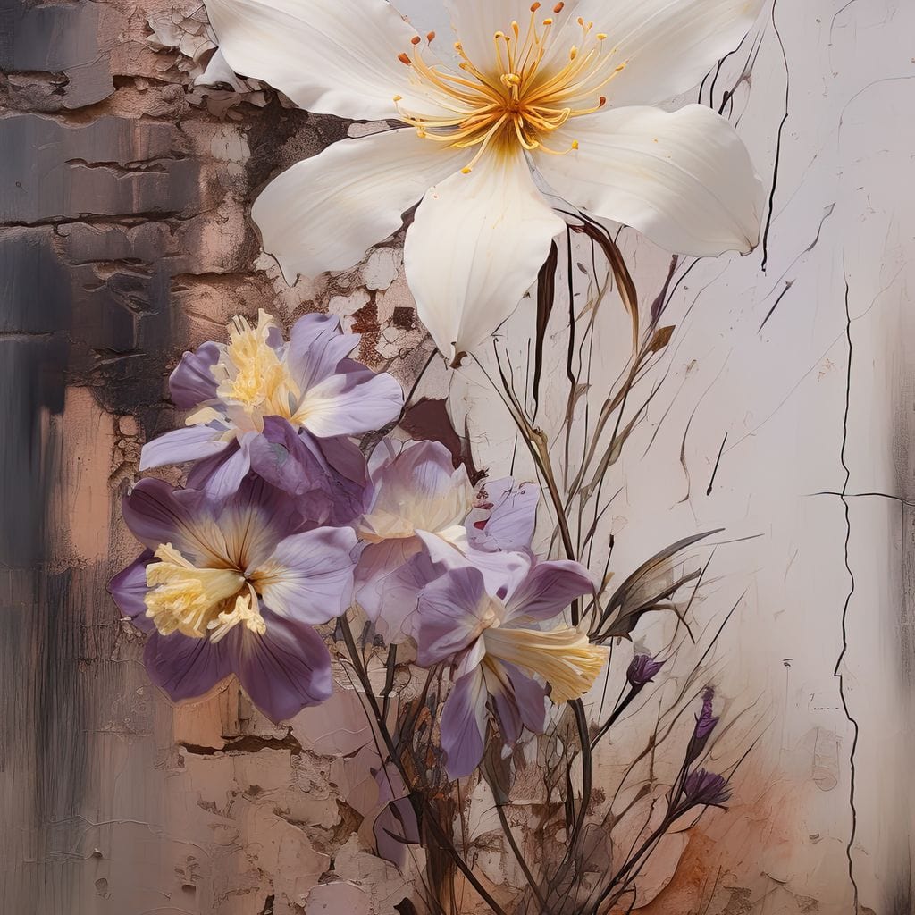 Fleeting Bloom in Grisaille Canvas Wall Art
