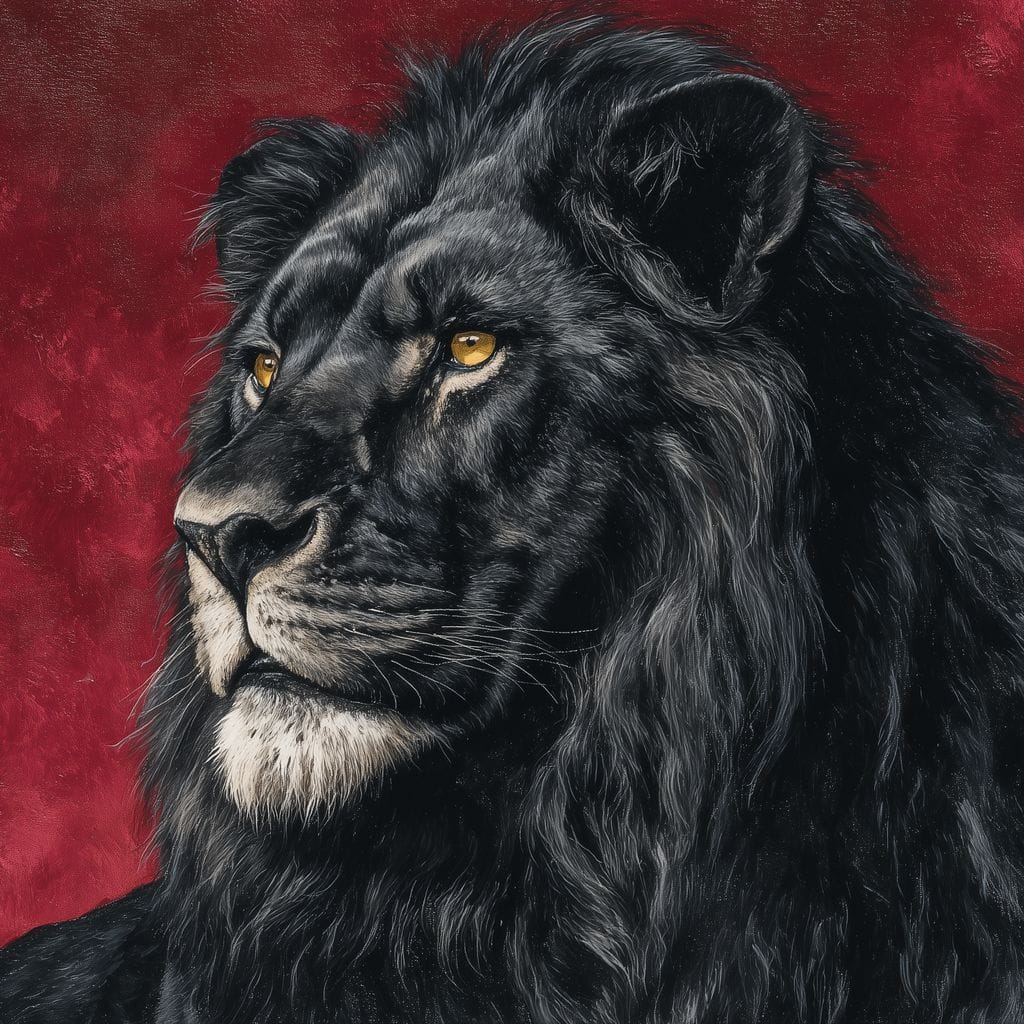 Midnight King Black Lion Portrait Canvas Wall Art
