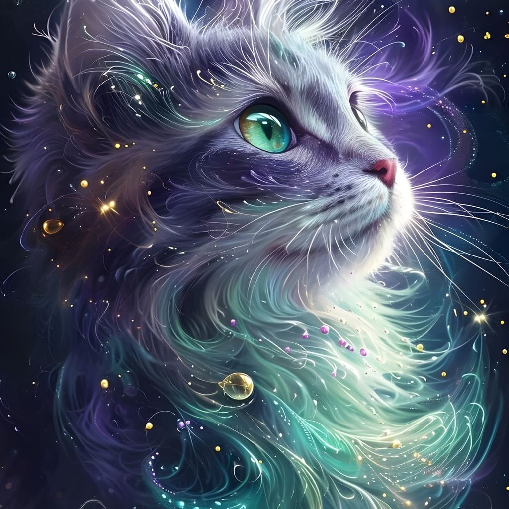 Starlit Feline Nebula Dreams Canvas Wall Art