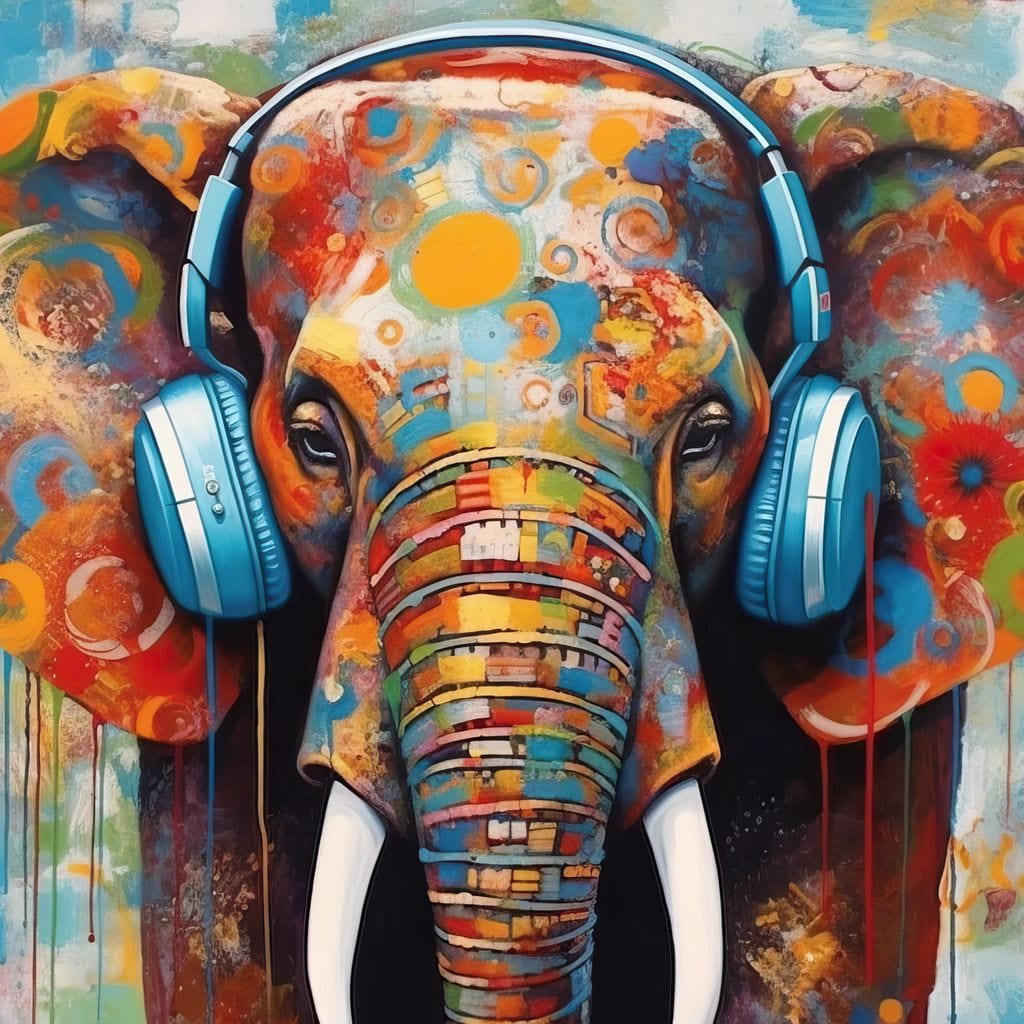 Elephant's Echoing Melody Canvas Wall Art
