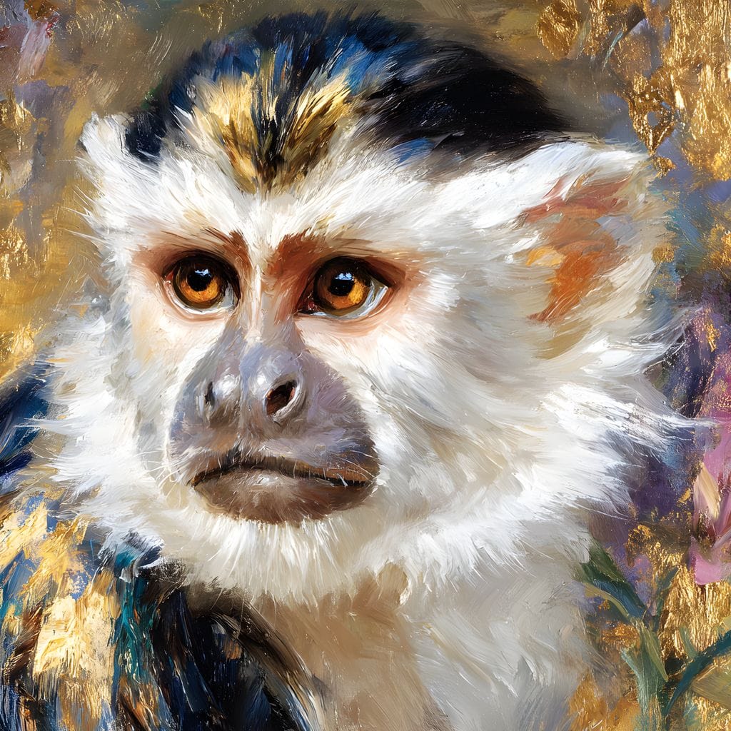 Golden Gilded Monkey Muse Canvas Wall Art