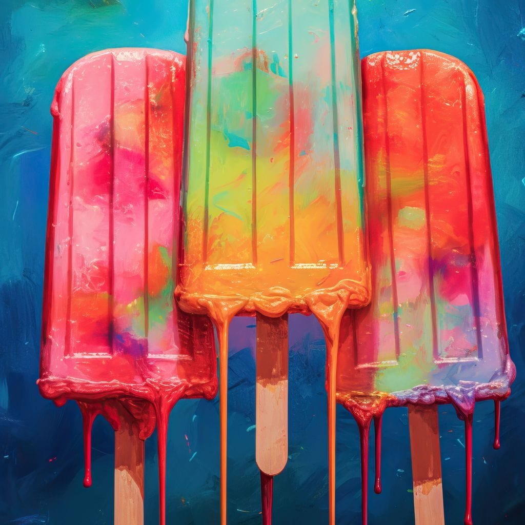 Rainbow Popsicles Glow Canvas Wall Art