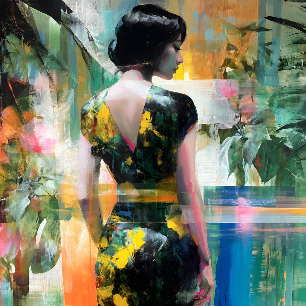 Tropical Garden Muse Portrait Canvas Wall Art