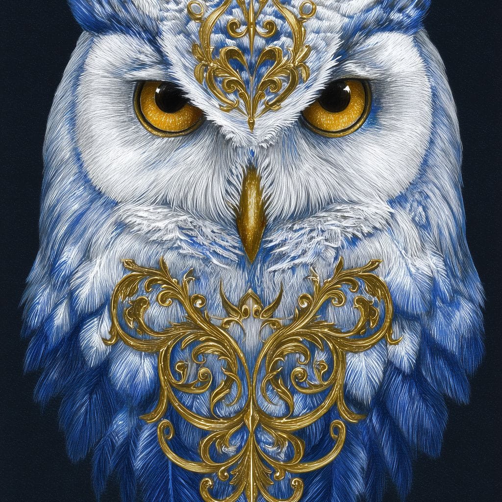 Gilded Owl Night Guardian Canvas Wall Art