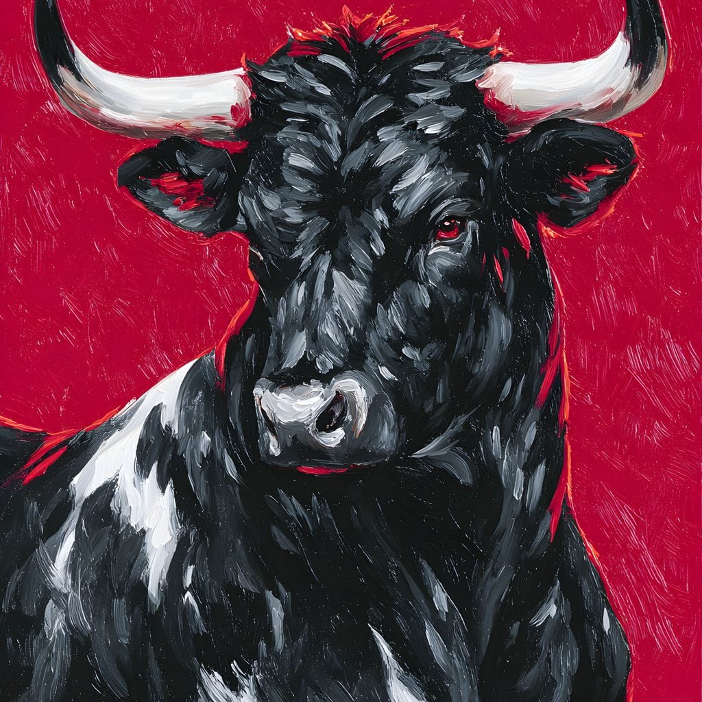 Bold Horned Bull Portrait Canvas Wall Art