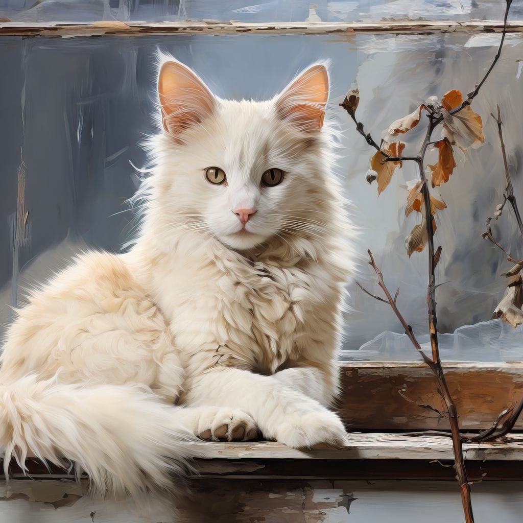 White Cat Canvas Wall Art