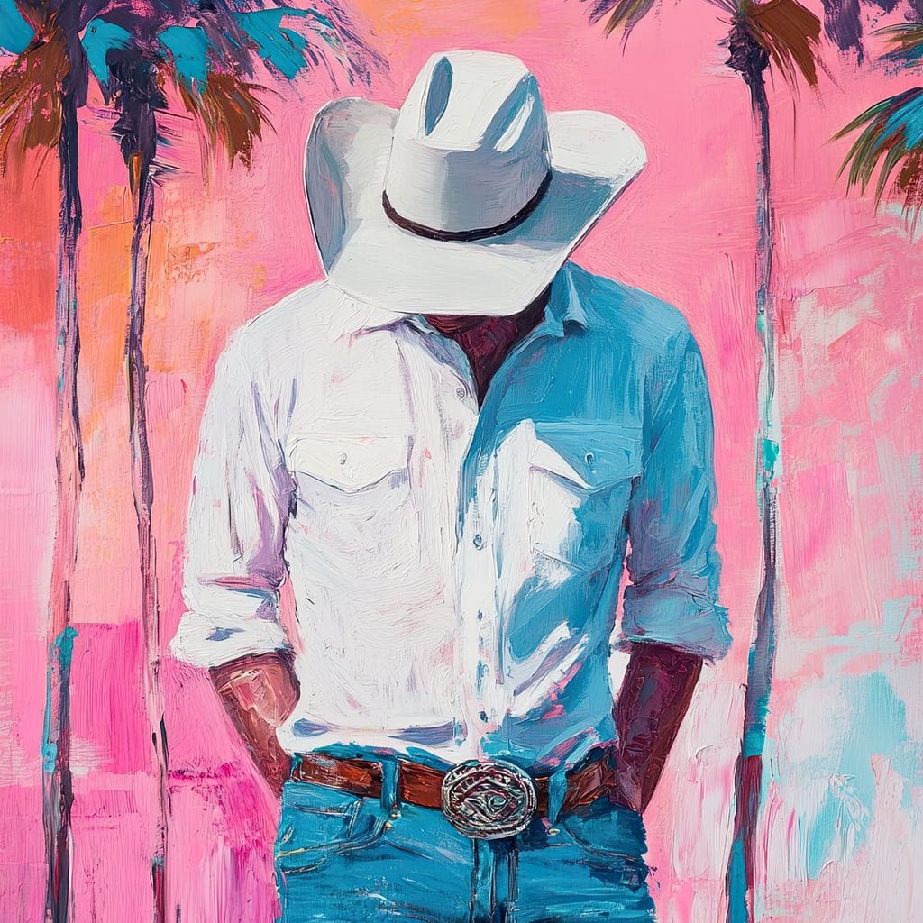 Cowboy Dreams Under Palms Canvas Wall Art