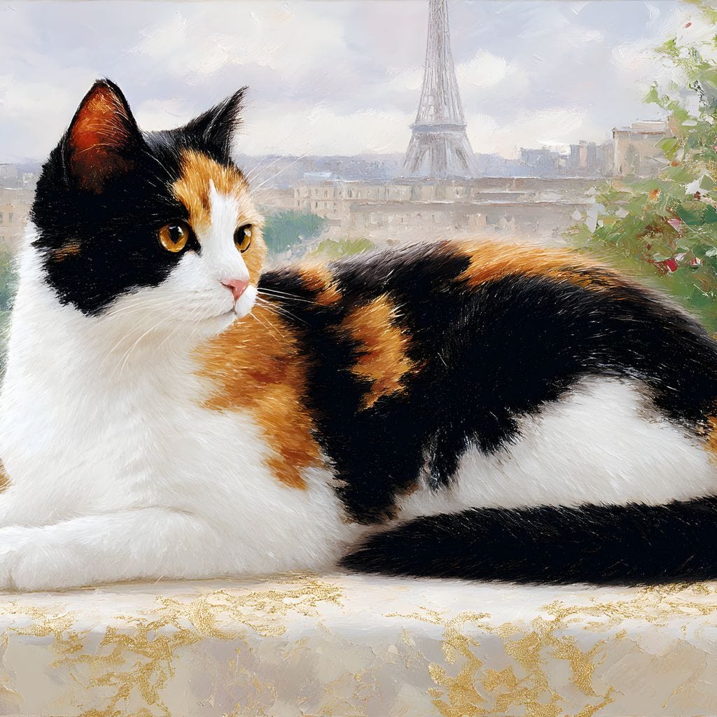 Parisian Feline Afternoon Canvas Wall Art