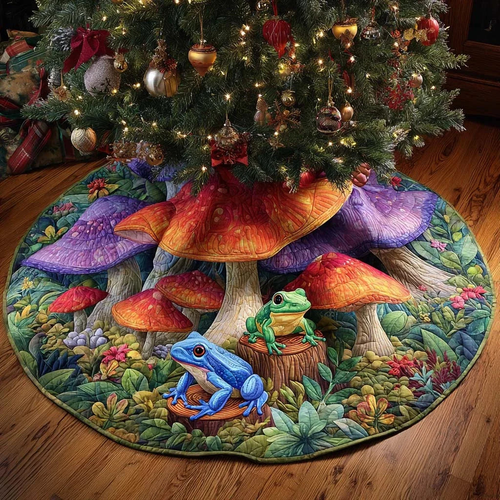 Aurora Shroom Garden Quilted Tree Skirt