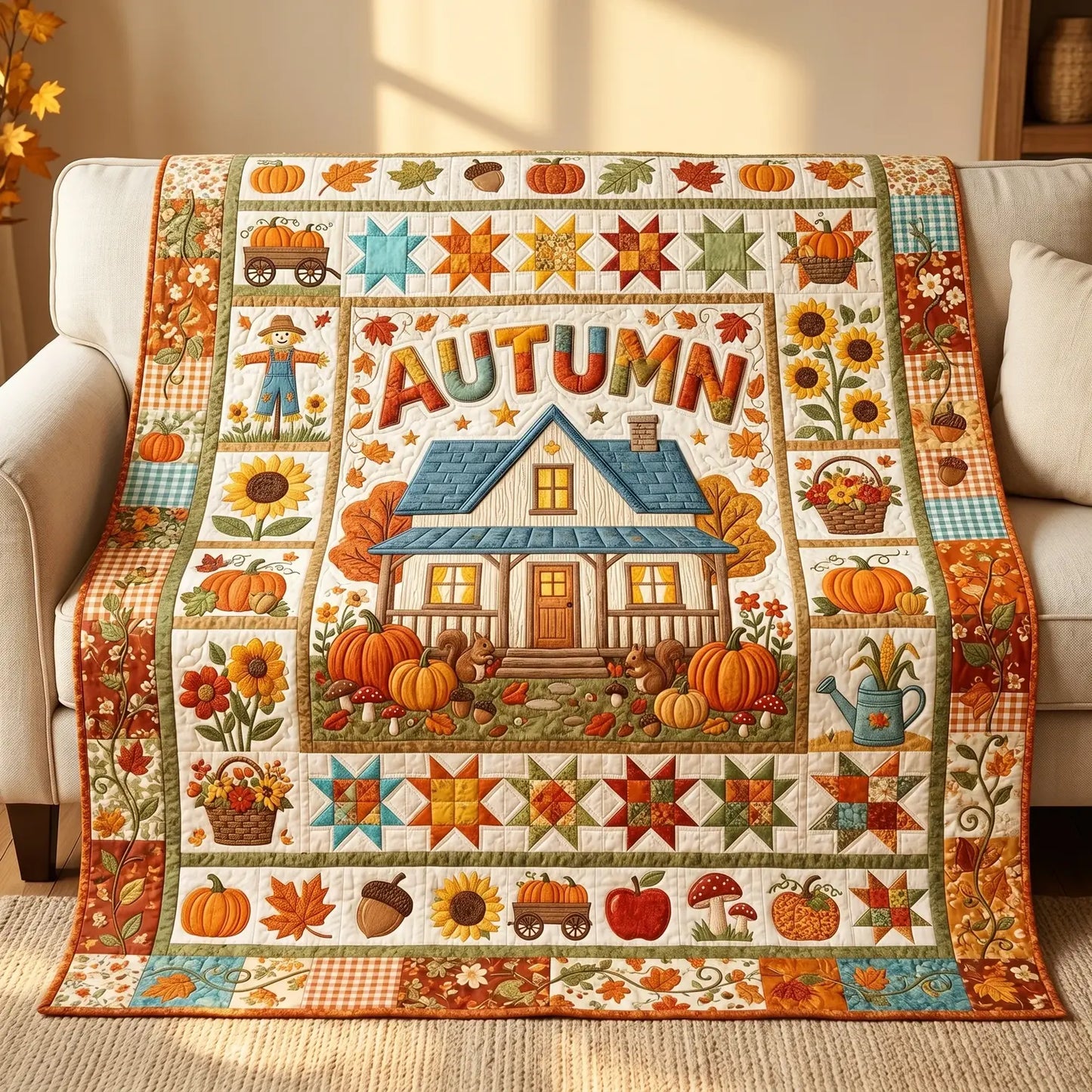 Autumn Patchwork Quilt Blanket