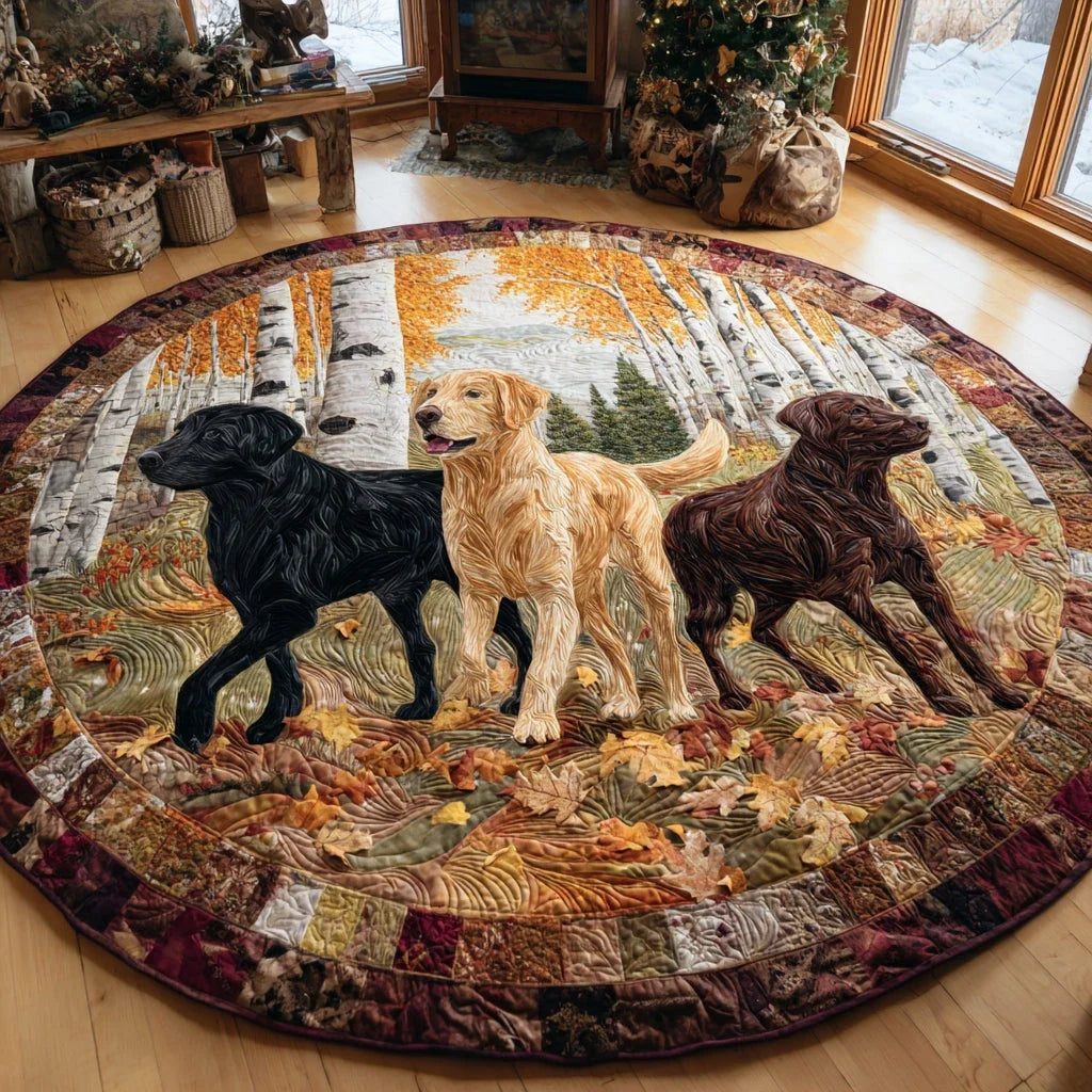 Autumn Retrievers Quilted Round Mat