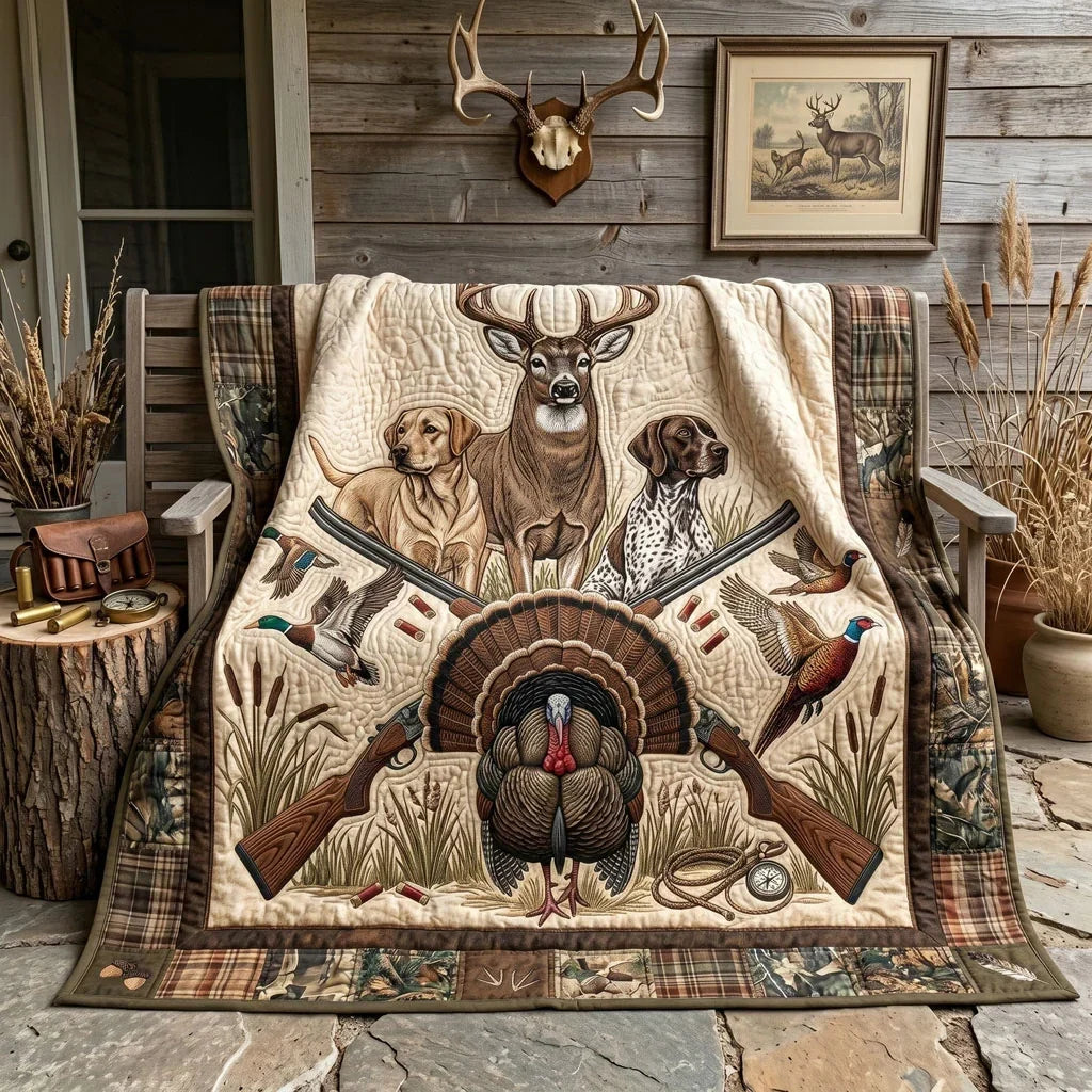 Backwoods Trophy Hunt Quilt Blanket