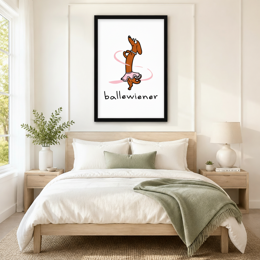Funny Dachshund Ballerina Canvas Wall Art