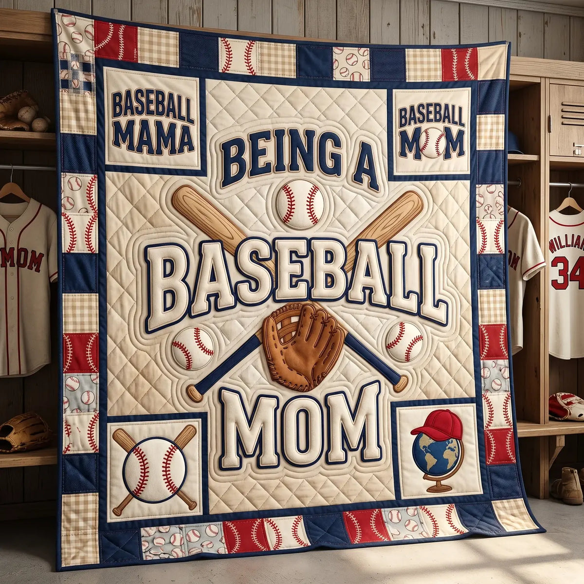 Baseball Mama Quilt Blanket