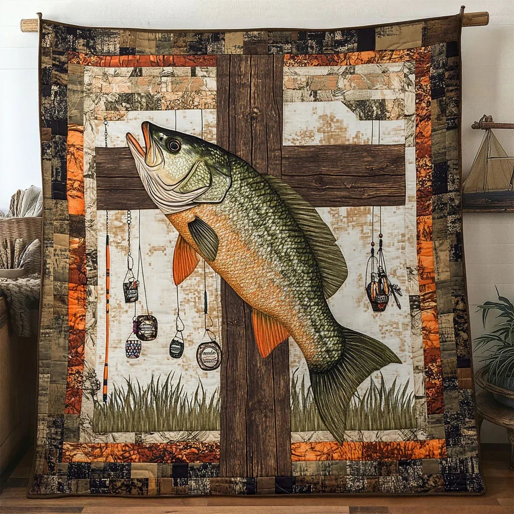 Bass Fish Echo Quilt Blanket