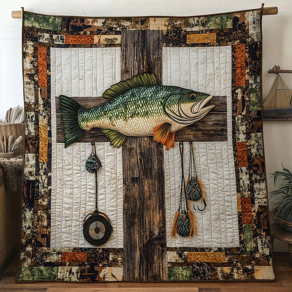 Bass Fish River Mark Quilt Blanket