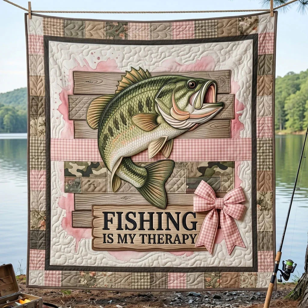 Bass Fishing Relaxation Quilt Blanket