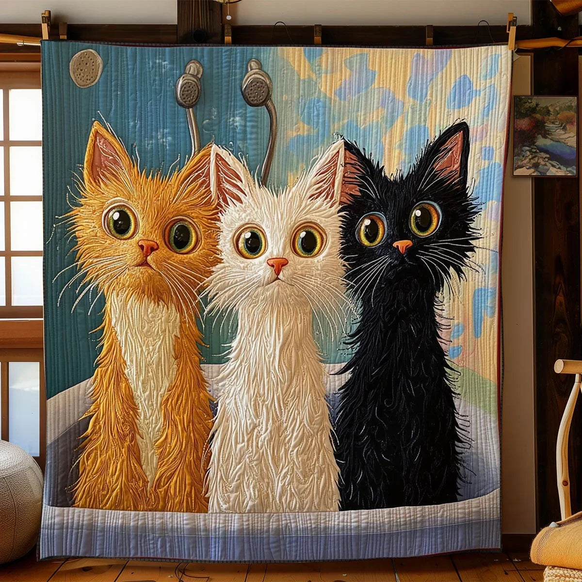 Bathing Cat Quilt Blanket