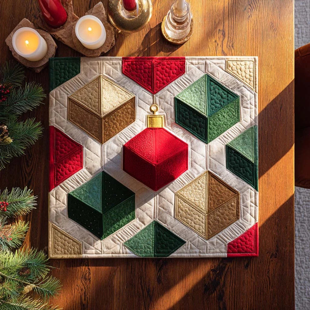 Bauble Magic Quilted Table Topper