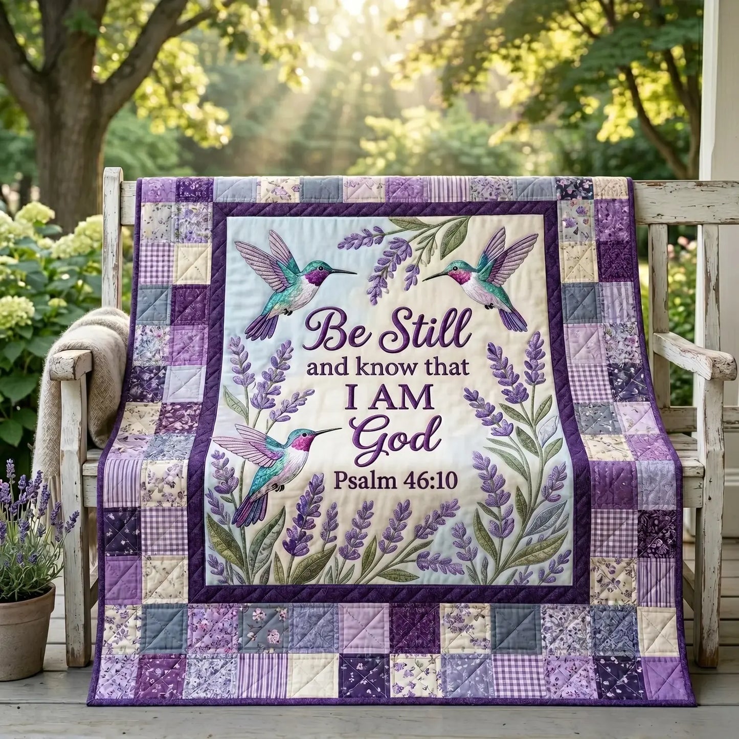 Be Still Lavender Quilt Blanket