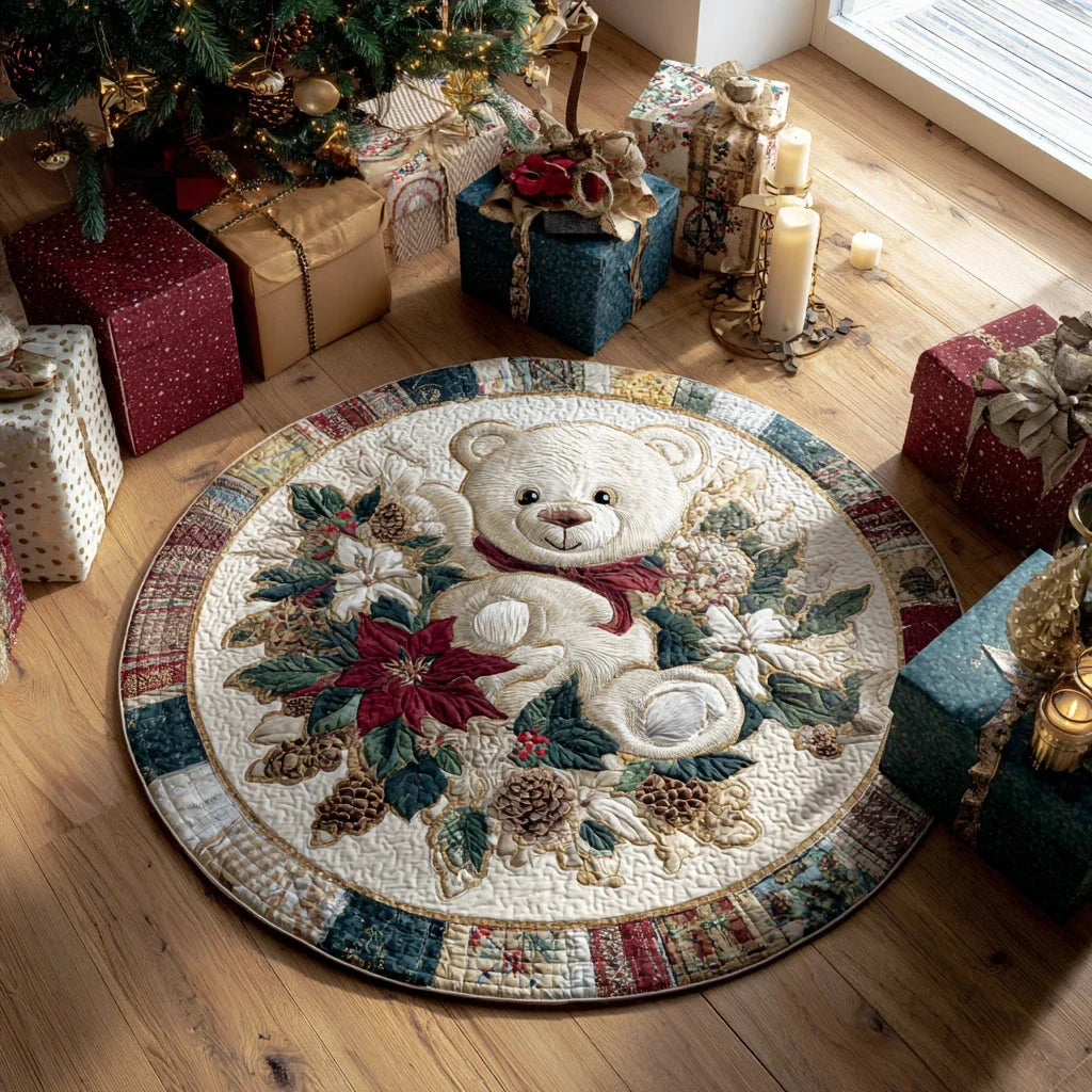 Bear and Cheer Quilted Round Mat