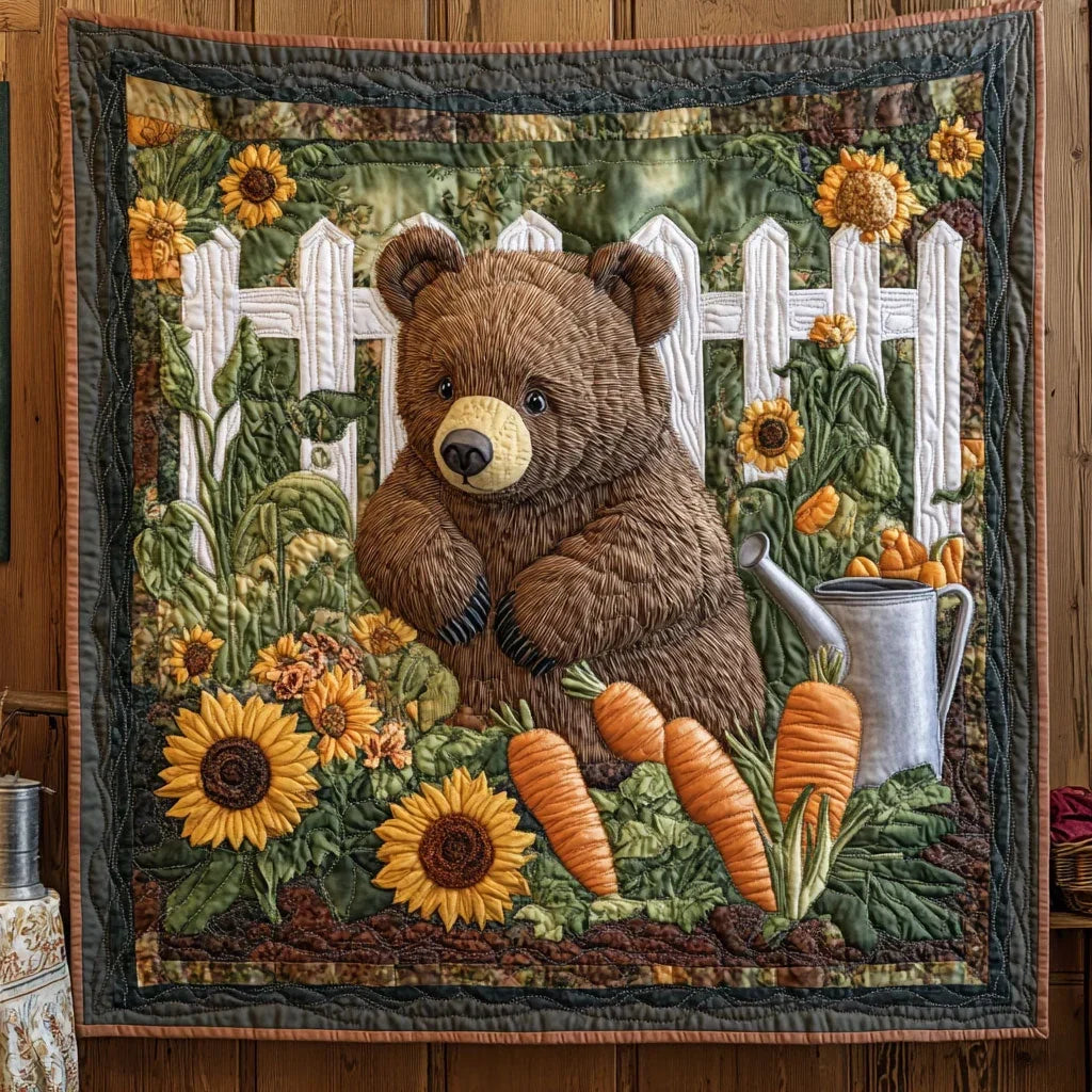 Bear And Garden Quilt Blanket