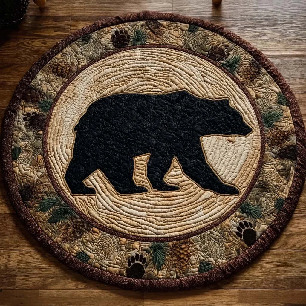 Bear Silhouette Quilted Round Mat