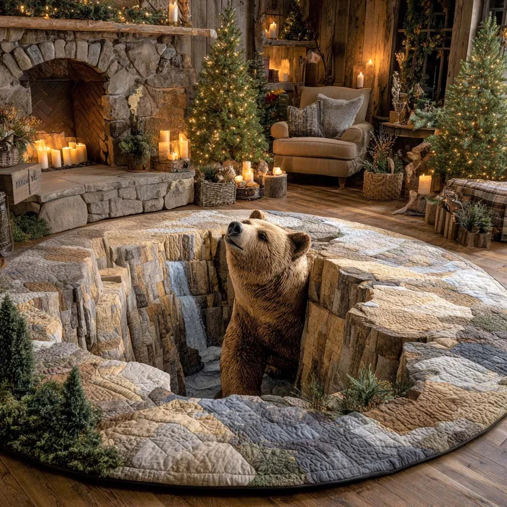 Bear Tracks Quilted Round Mat