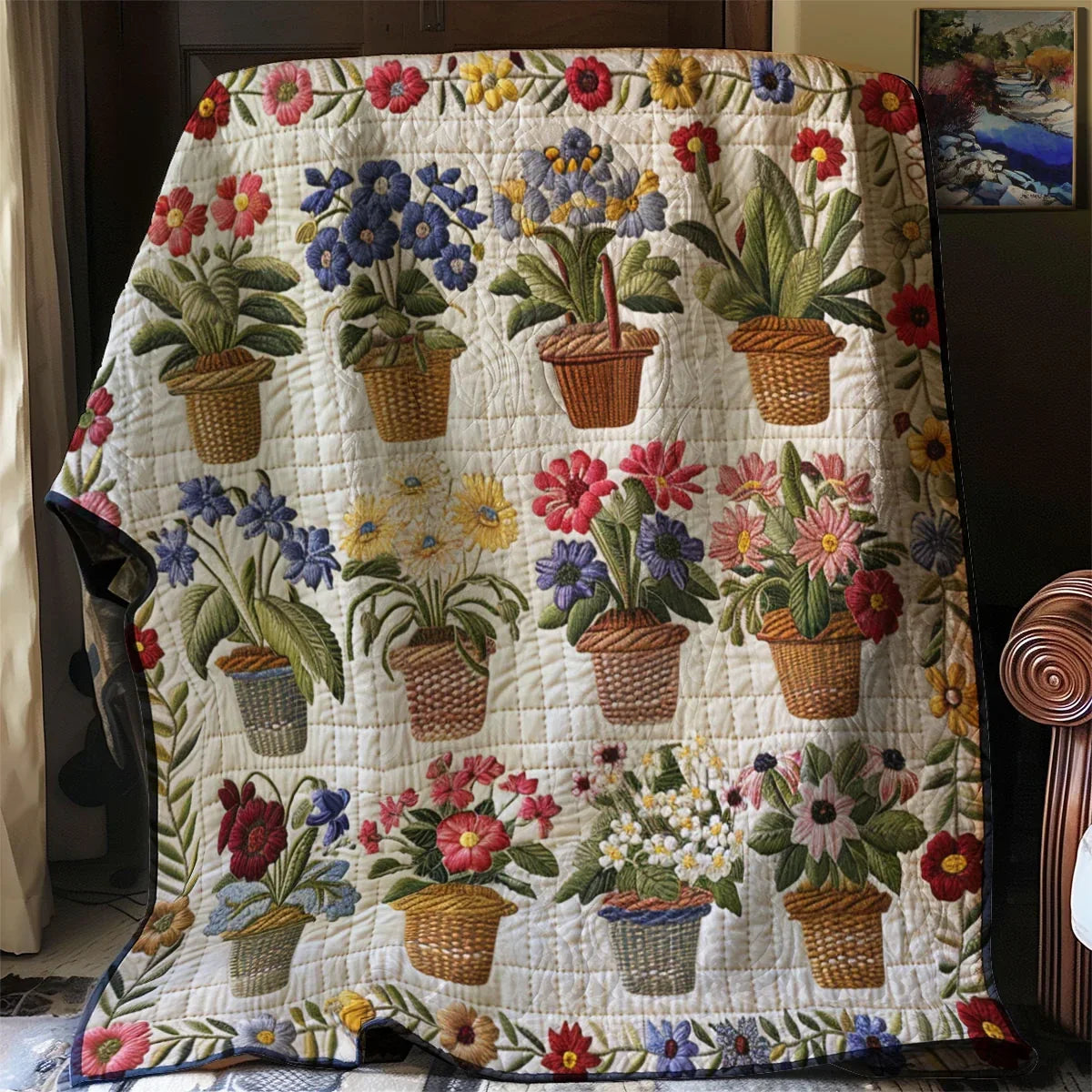 Beautiful Flower Cottage Quilt Blanket