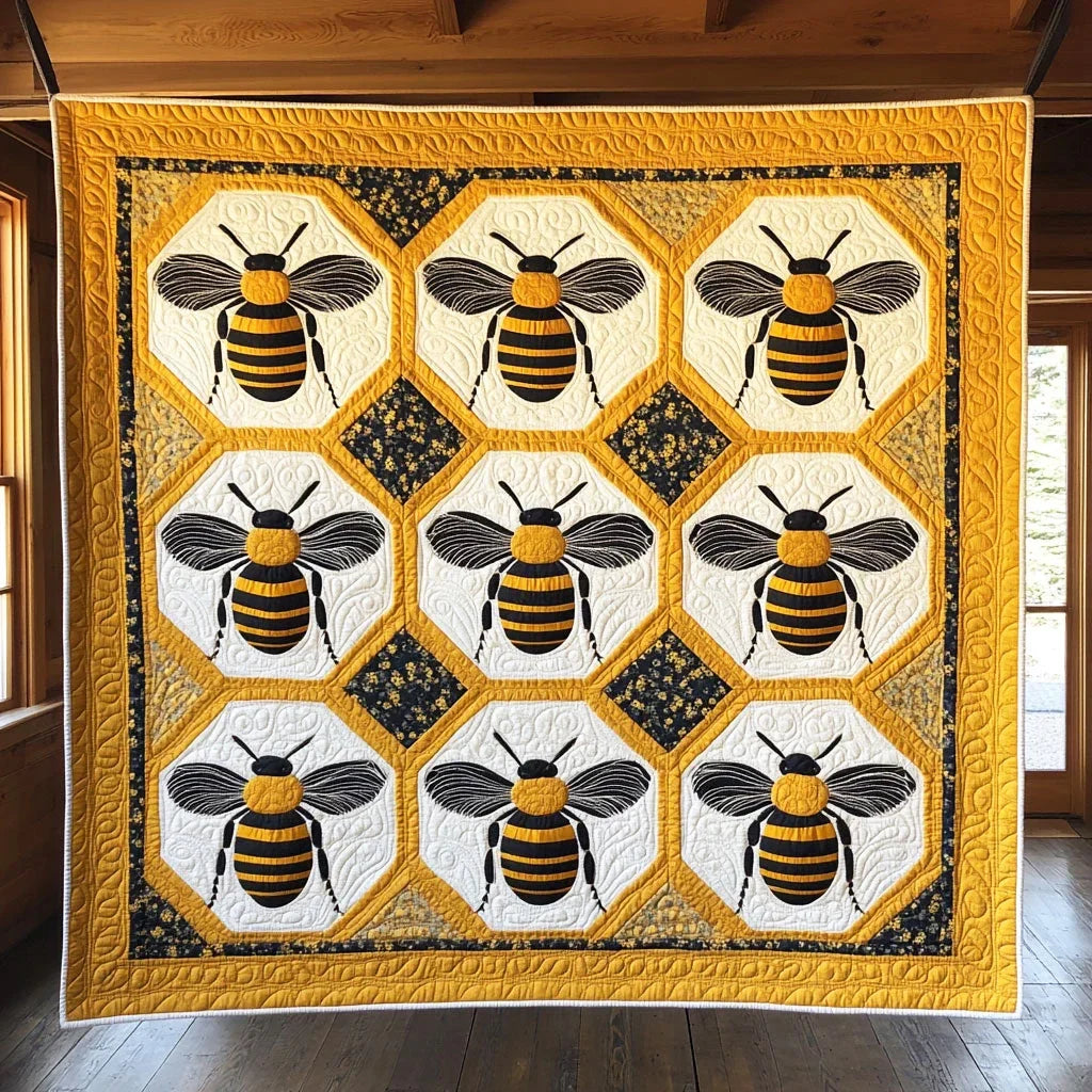Bee Hex Dance Quilt Blanket
