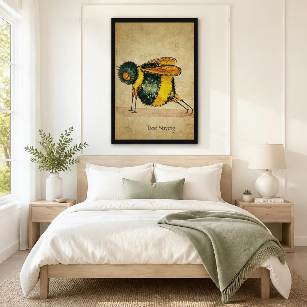 Bee Strong Vintage Bumblebee Canvas Wall Art