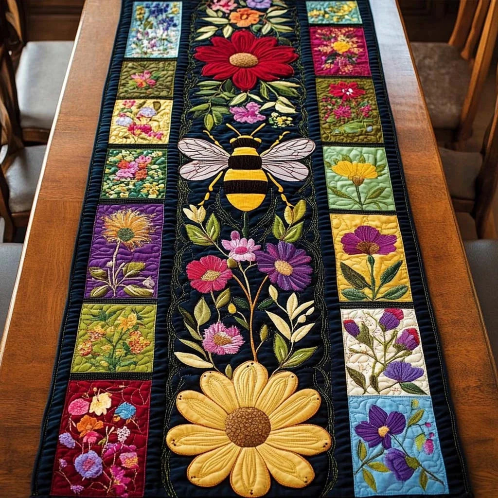 Bee Summer Quilted Table Runner