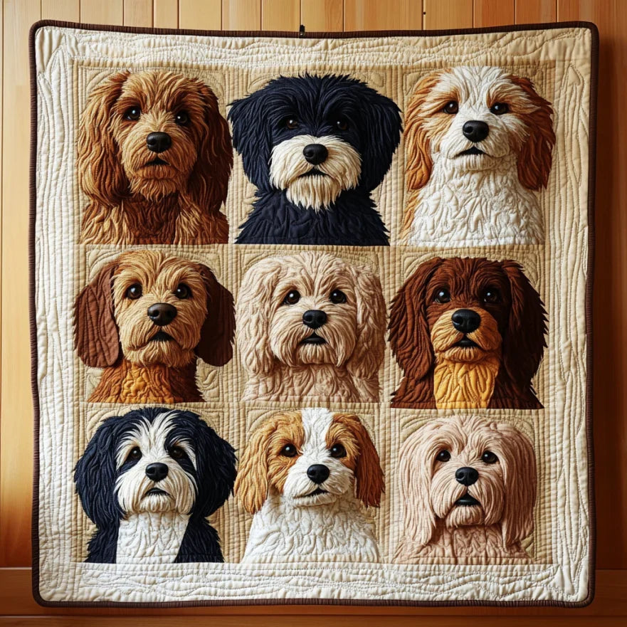 Beloved Dogs Portrait Quilt Blanket