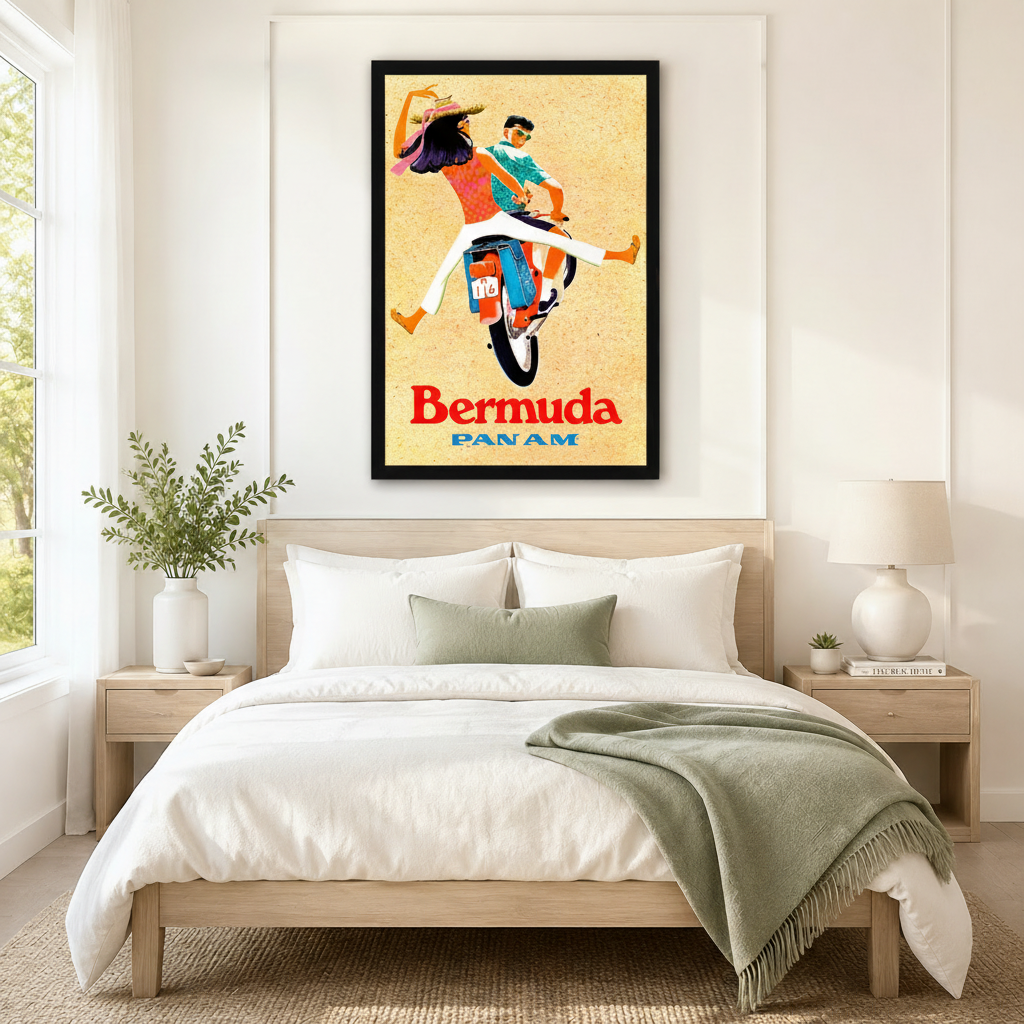 Retro Bermuda Travel Poster Canvas Wall Art