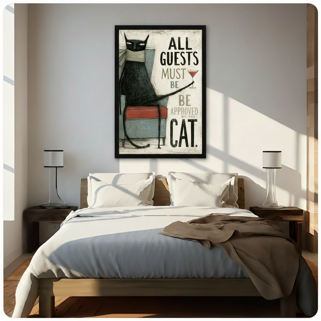 All Guests Must Be Approved By The Cat Canvas Print
