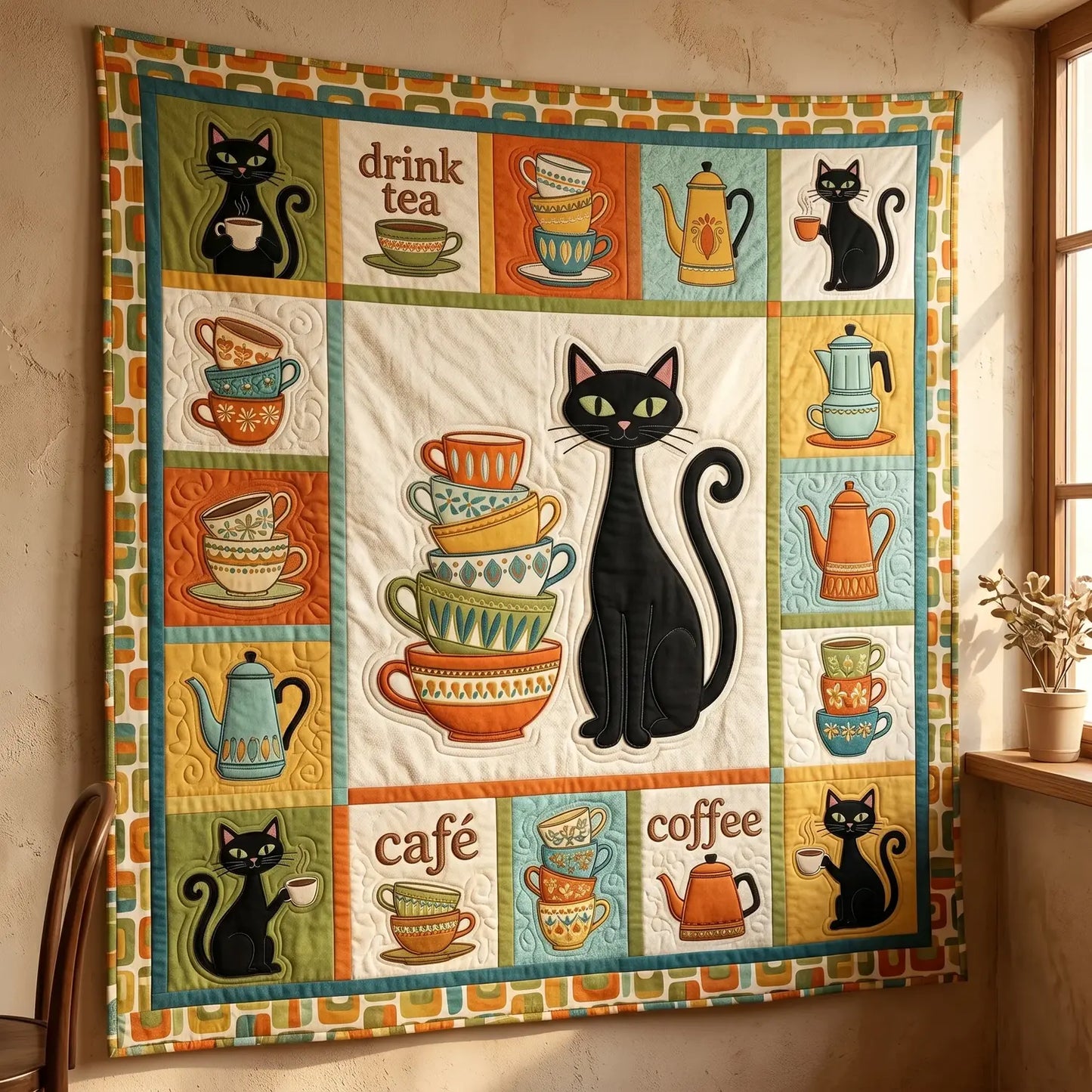 Black Cat Chef Quilt Blanket