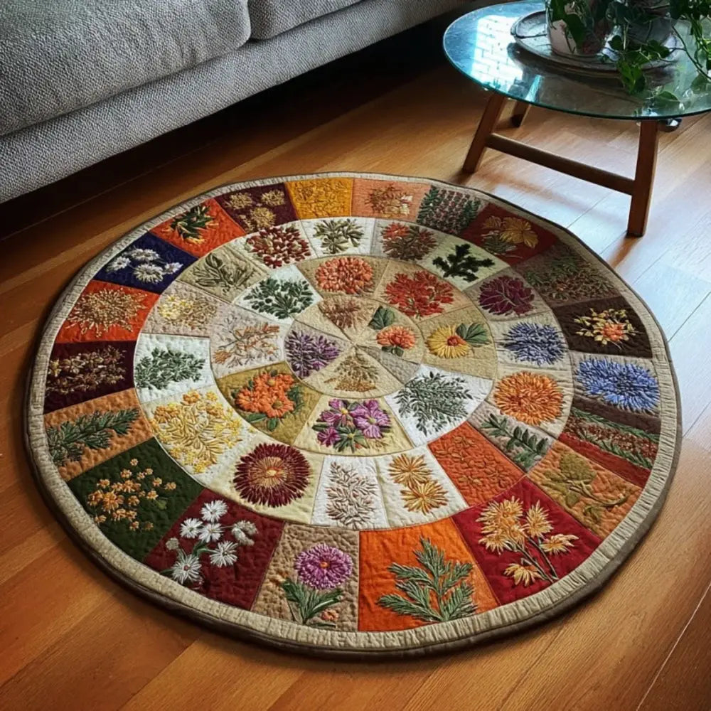 Bloom Orbit Quilted Round Mat
