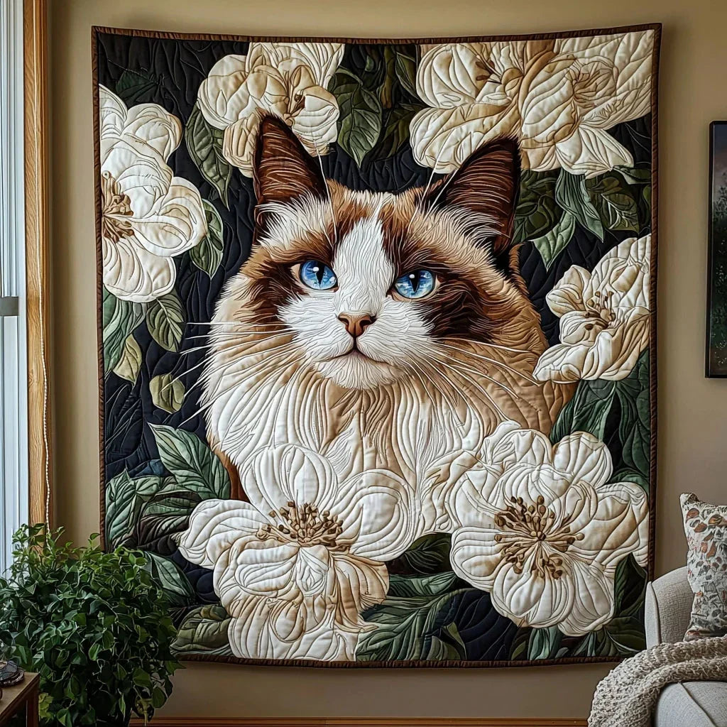 Blooming Cat Quilt Blanket