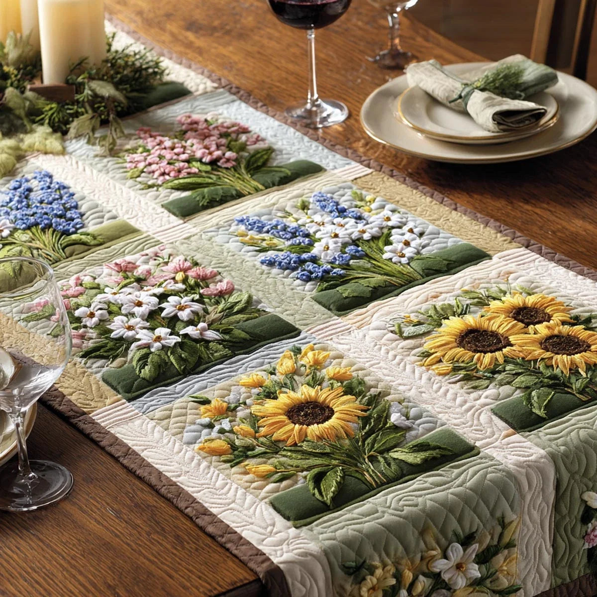 Blooming Fields Quilted Table Runner