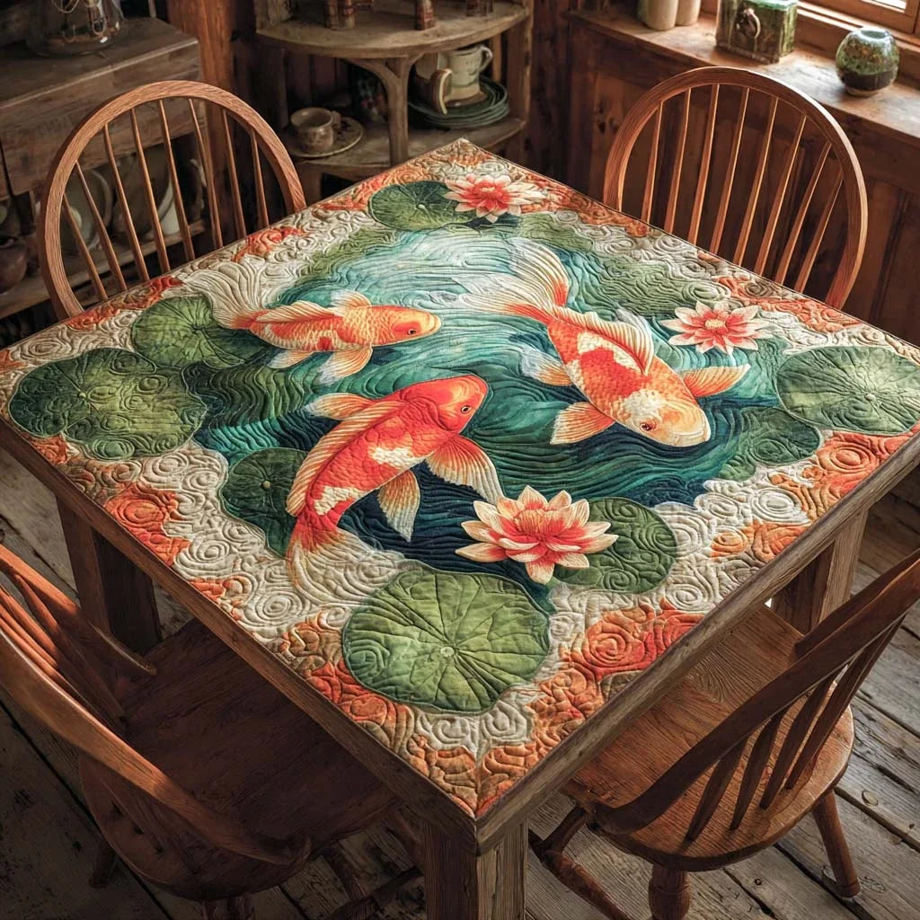 Blooming Koi Garden Quilted Table Topper